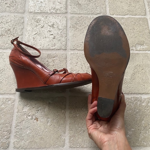 Bronx leather wedge sandals size 10. - Picture 5 of 6